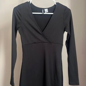 Black H&M above the knee long sleeve dress with slit